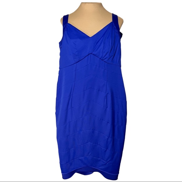 London Times Royal Blue Layered Bodycon Cocktail Dress - Picture 7 of 7